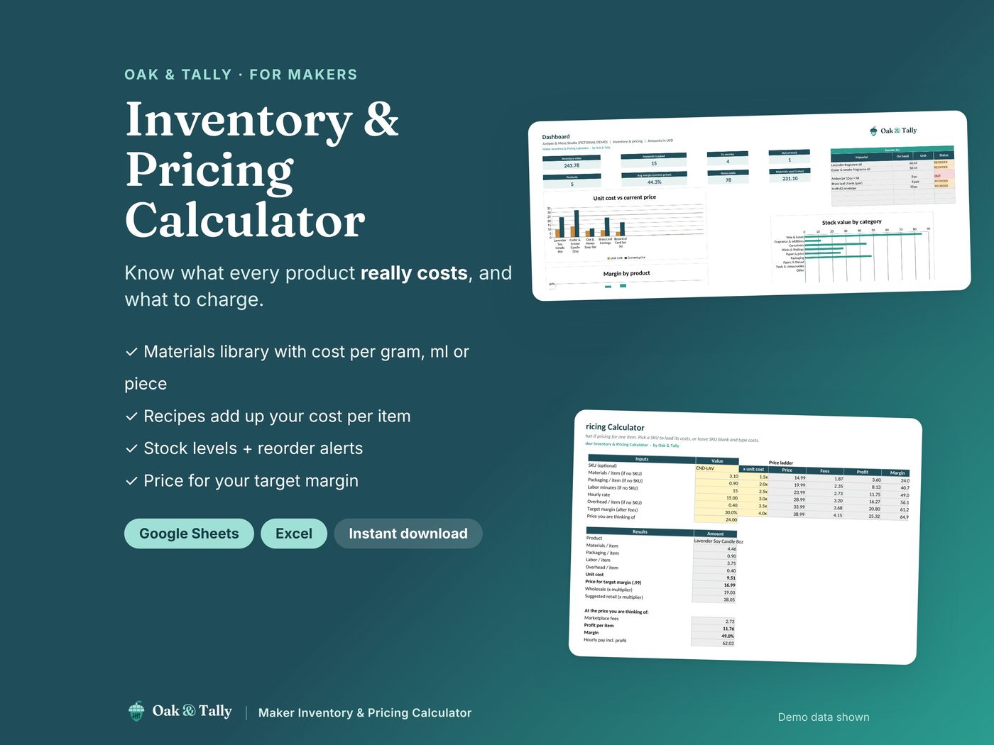 Maker Inventory & Pricing Calculator